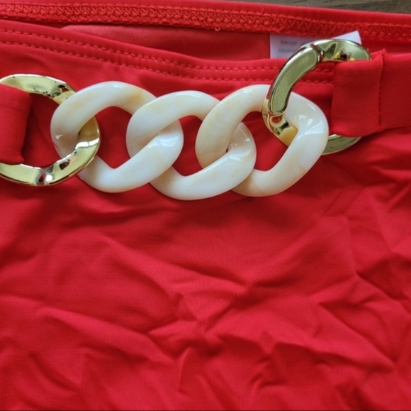 Beach Joy Red High Cut Padded Bikini With Metal Decor Size Large - Picture 4 of 6